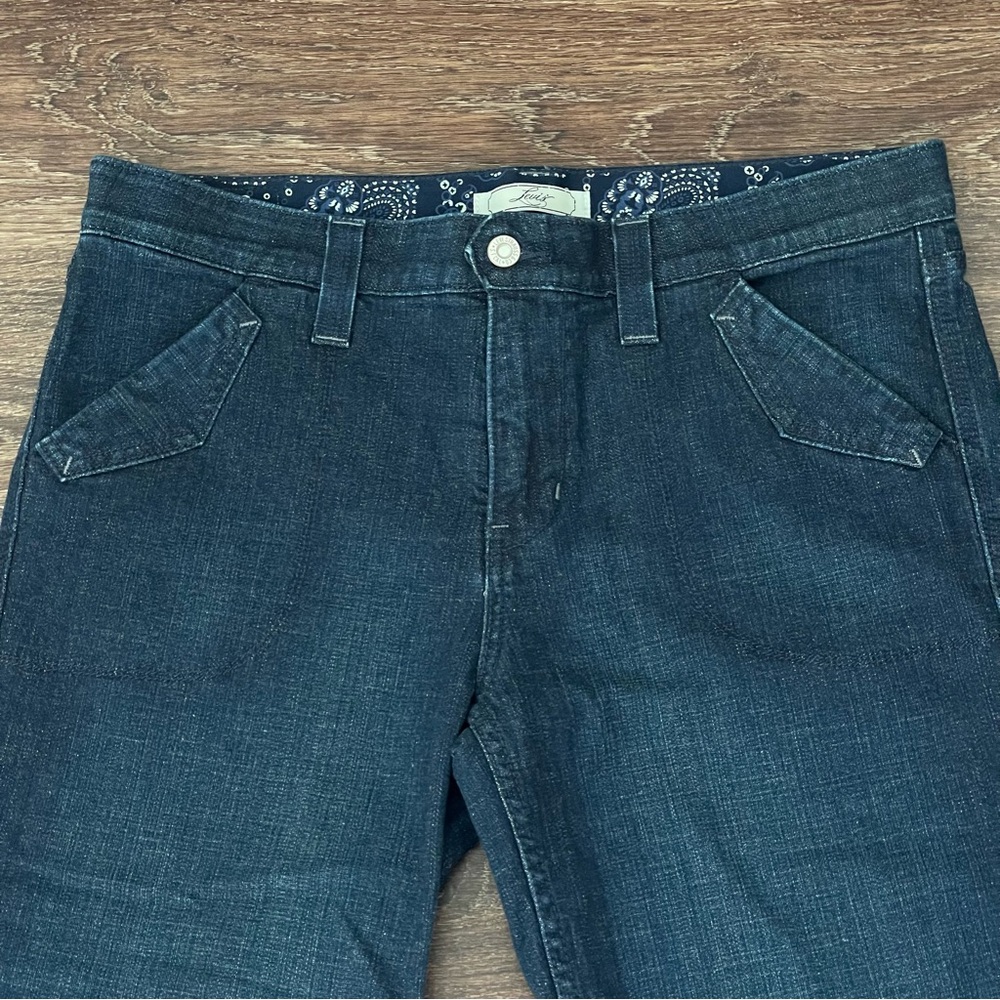 Levi's Red Tab Dark Blue Denim Wide Leg Cropped Capri Jeans Women’s Size 14 - Picture 3 of 12